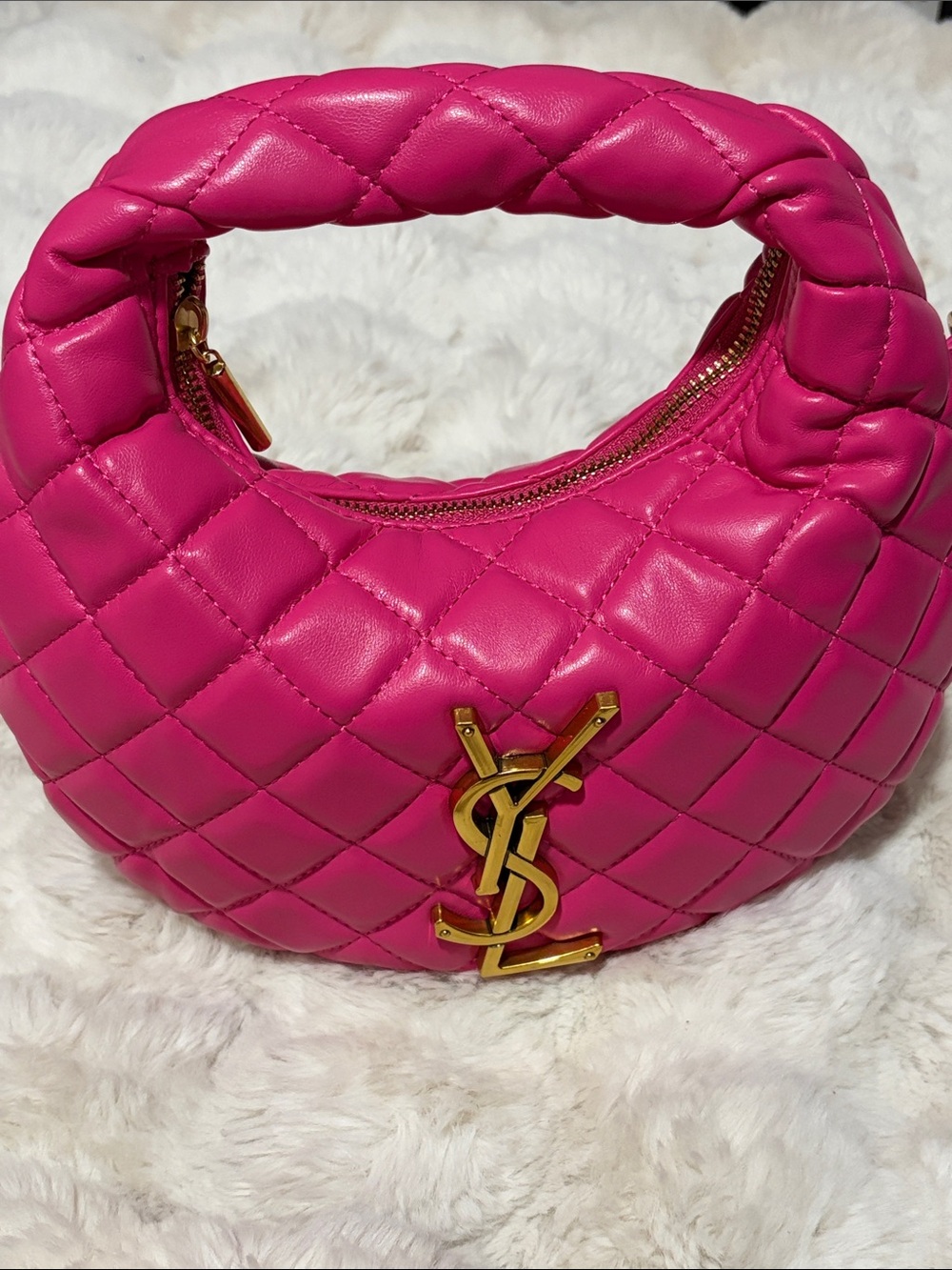 Mini Quilted Hobo Bag in Vibrant Hot Pink